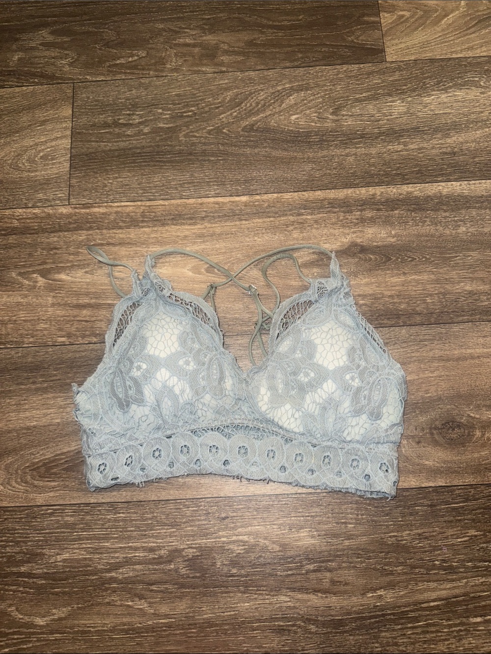 Pink Lily Pale green Lace Bralette with Scalloped Band